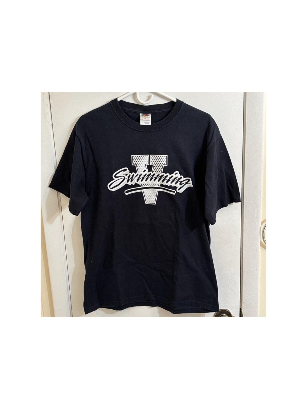 Men's Fruit of the Loom Lofteez Varsity Swimming T-Shirt L Black